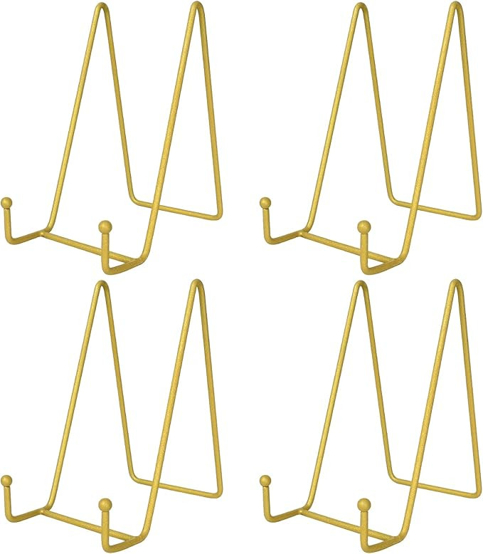 Gold Plate Stands for Display, 4 Pack Picture Frame Stand, Decorative Iron Plate Holder Display S... | Amazon (US)