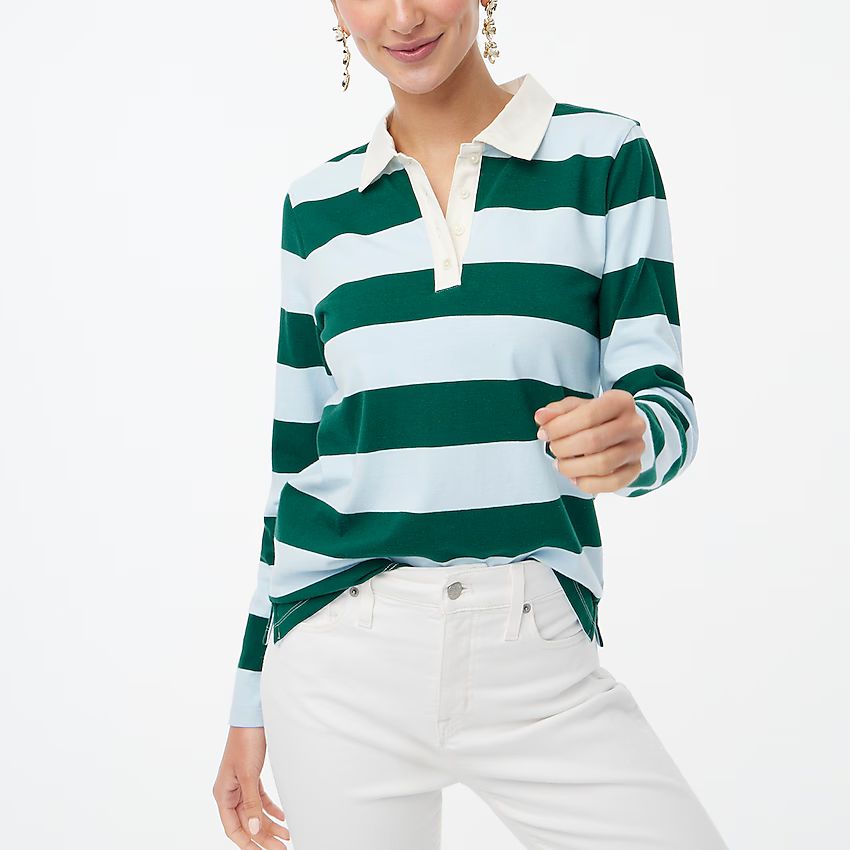 Long-sleeve rugby stripe polo shirt | J.Crew Factory