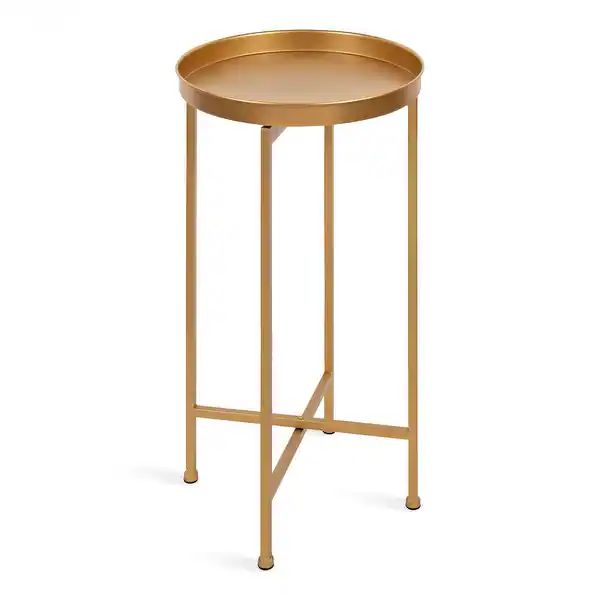 Kate and Laurel Celia Round Metal Foldable Tray Accent Table - Gold | Bed Bath & Beyond