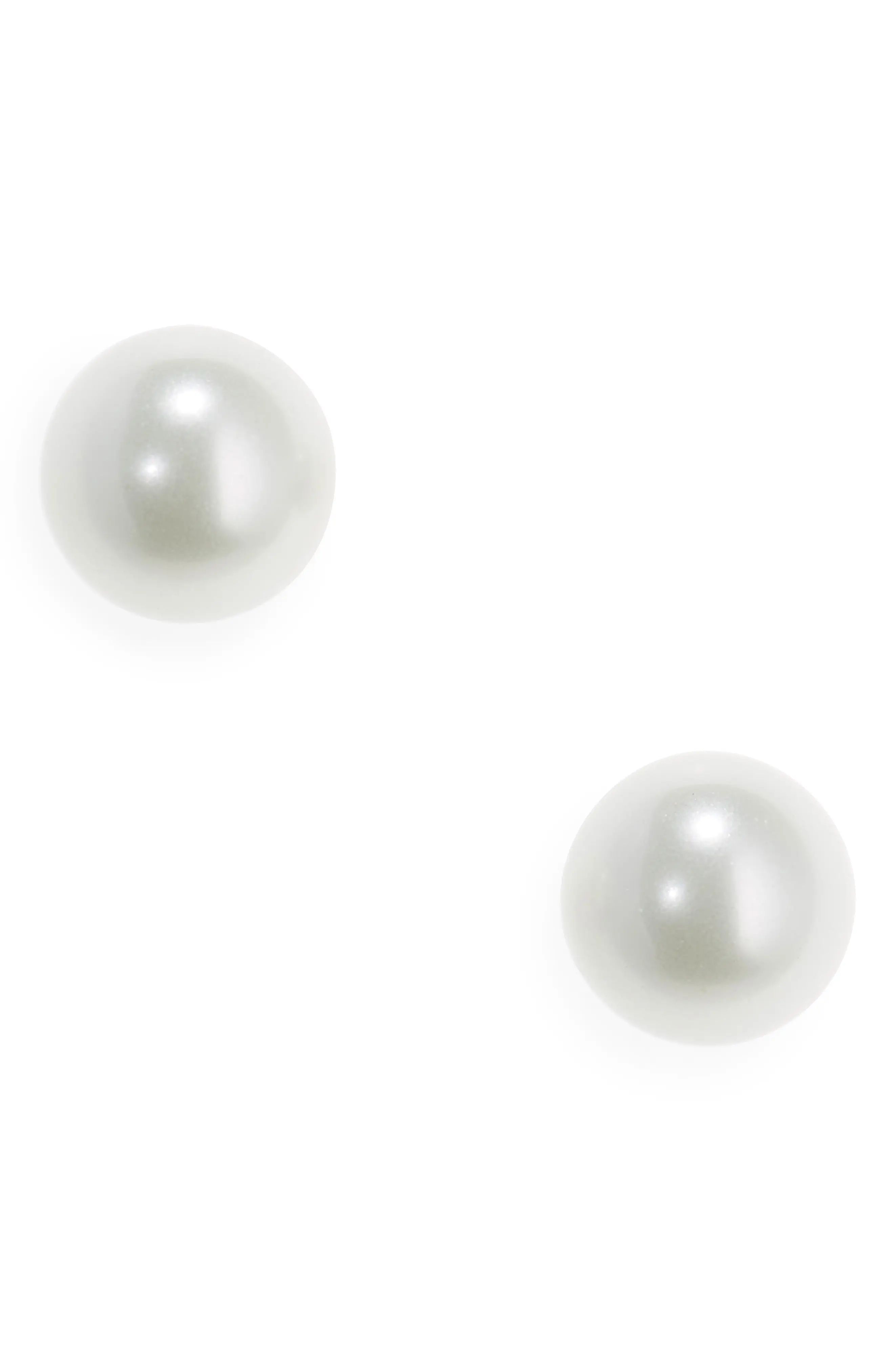 Nordstrom Sterling Silver & Imitation Pearl Stud Earrings in White- Silver at Nordstrom | Nordstrom