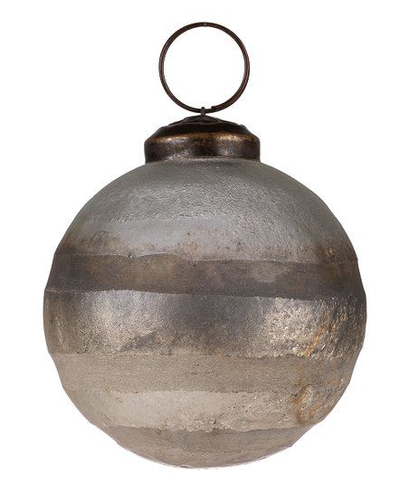 Karma RUSTIC GLASS ORNAMENT  PEWTER 3" (H22) | Zulily