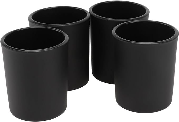 Black Glass Votive Candle Holders, Set of 4 Tealight Candle Holders Decorative Glass Votives for ... | Amazon (US)