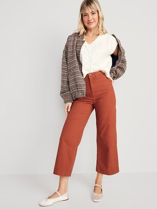 High-Waisted Cropped Wide-Leg Chino Pants for Women | Old Navy (US)