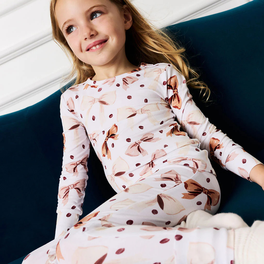 Coffee Brown Long Sleeve Toddler Pajamas | Beans & Bows | Posh Peanut