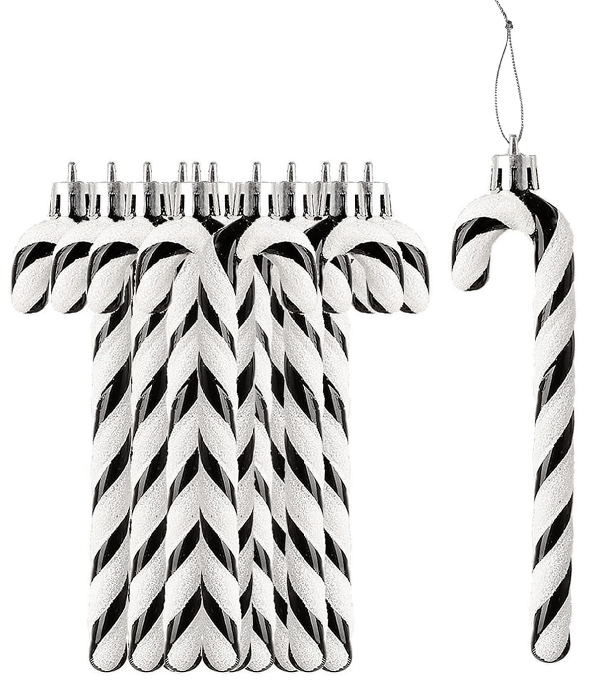 12Pcs Glitter Candy Cane Christmas Tree Decorations Christmas Plastic Candy Cane Christmas Tree H... | Amazon (US)