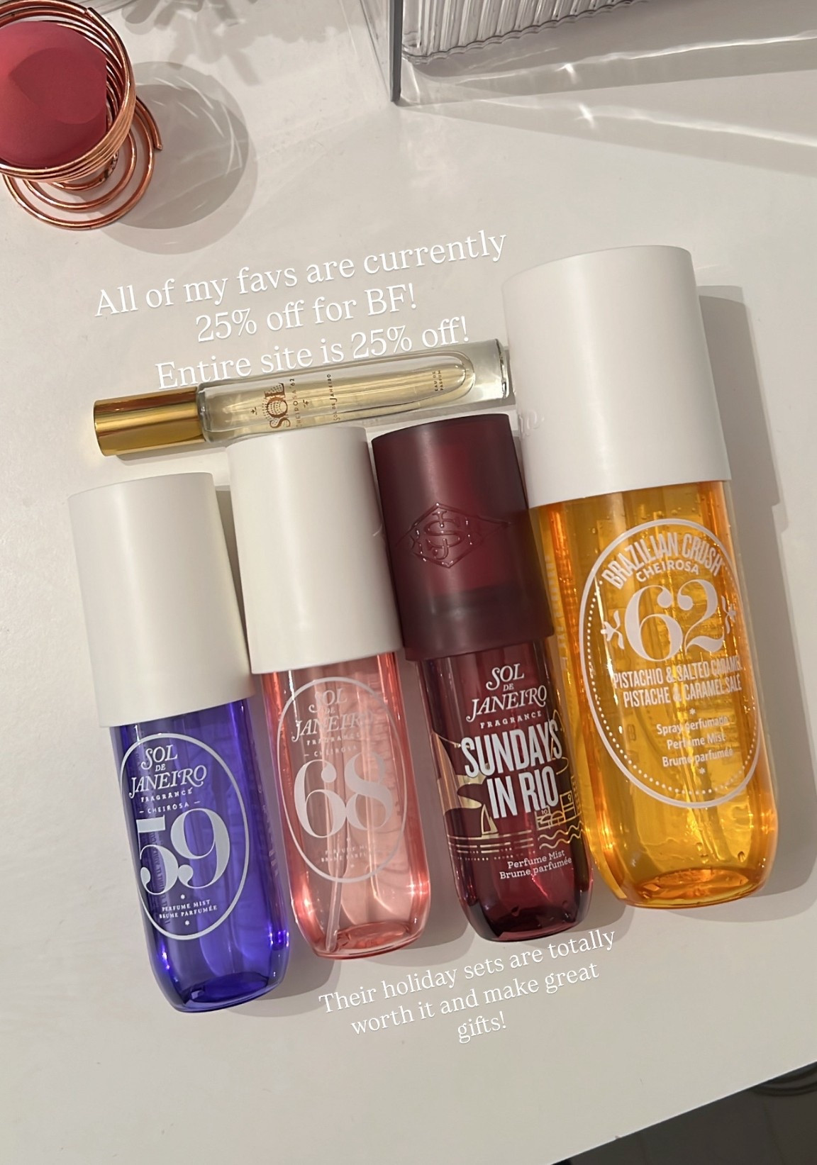 My fav sol de janeiro scents are currently 25% off for black friday! Their holiday sets are totally worth it and make great gifts!

Black friday sale // sol de janeiro sale // holiday sets // beauty sale // holiday beauty sets

#LTKGiftGuide #LTKSaleAlert #LTKCyberWeek
