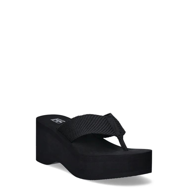 No Boundaries Women's Mid-Heel Platform Thong Wedge Sandals | Walmart (US)