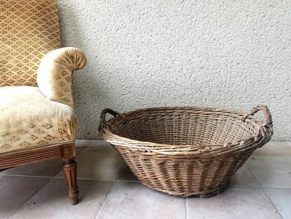 Huge French wicker basket round antique handcrafted basket | Etsy | Etsy (CAD)