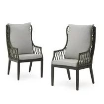 Belham Living Tortoise Bay Wrapped Wicker Outdoor Wingback Dining Chair - Set of 2 | Walmart (US)