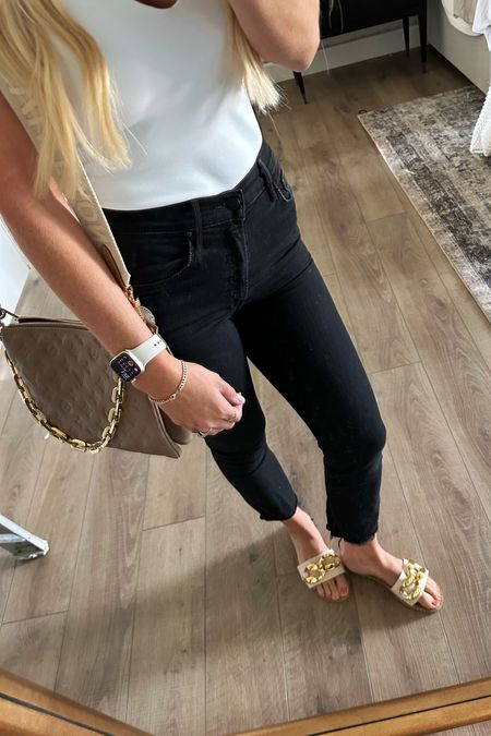With fall right around the corner, I had to share my fav jeans. So comfortable and TTS. Wearing a size 26. 
Amazon sandals 👡 also a fav! 

#LTKunder100 #LTKFind #LTKstyletip
