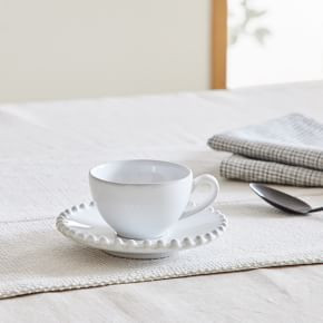 Costa Nova Pearl White Stoneware Coffee Cup & Saucers (Set of 4) | West Elm (US)