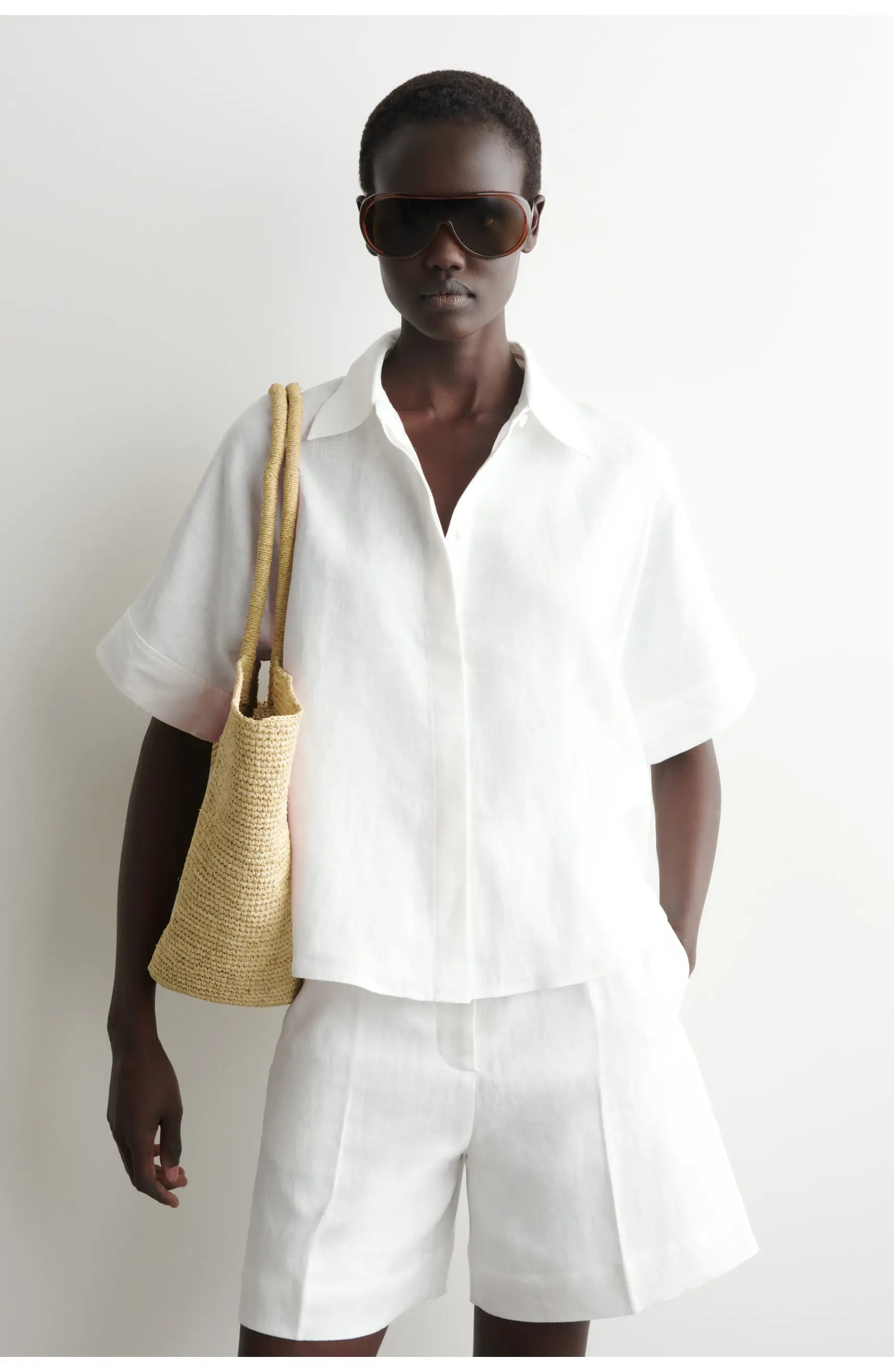 COS Oversized Short-Sleeved Linen Shirt | Nordstrom | Nordstrom