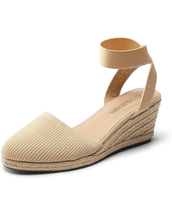DREAM PAIRS Women's Elastic Ankle Strap Espadrilles Wedge Sandals | Amazon (US)