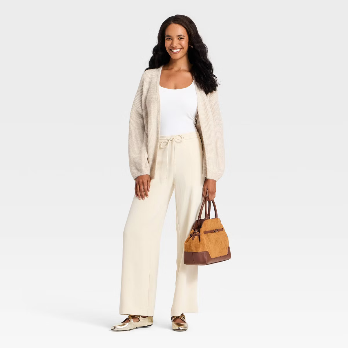 Women's V-Neck Open Cardigan - A New Day™ Oatmeal | Target