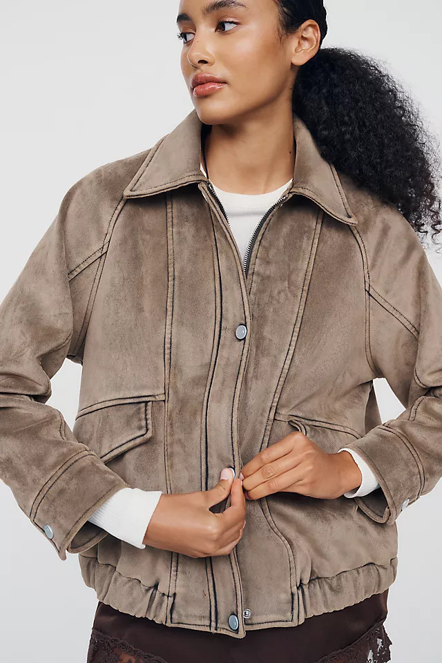 Aviator Faux Suede Jacket | Anthropologie (US)