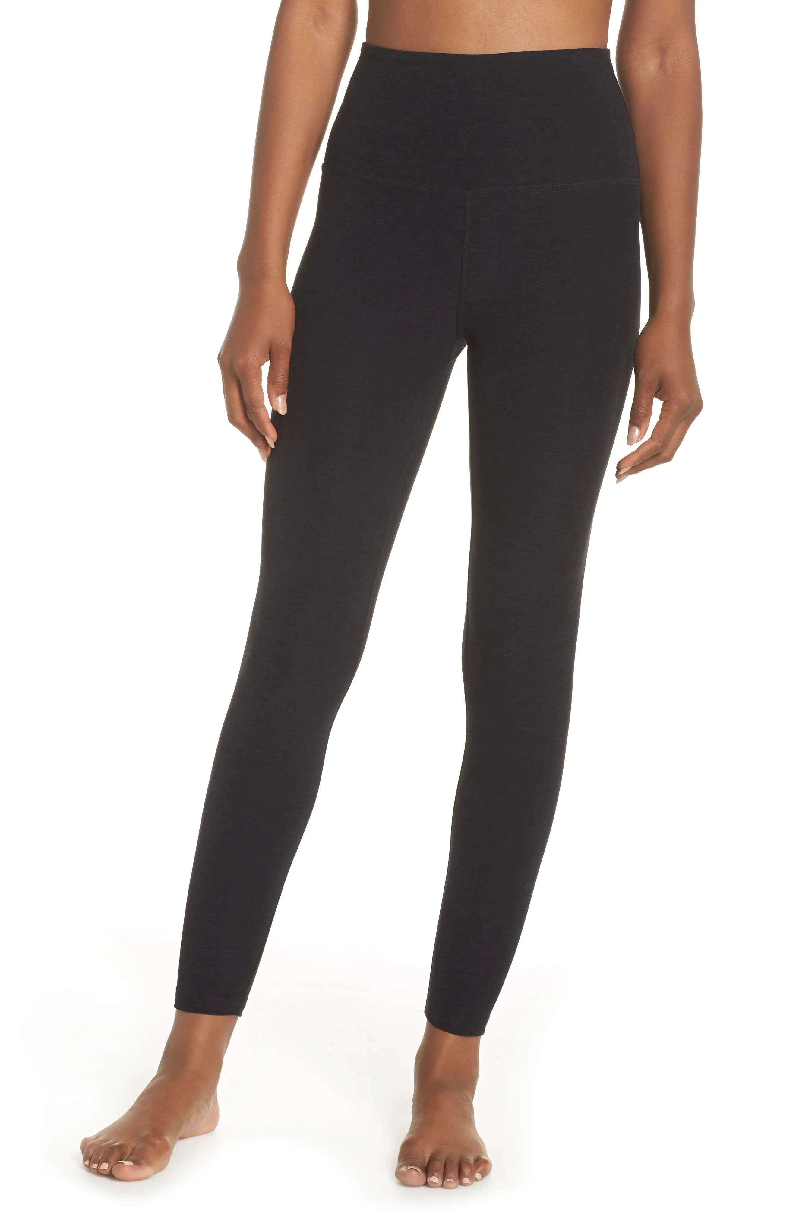 Beyond Yoga Caught in the Midi High Waist Leggings in Darkest Night at Nordstrom, Size Medium | Nordstrom