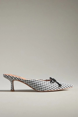 Bibi Lou Gingham Kitten-Heel Mules | Anthropologie (US)