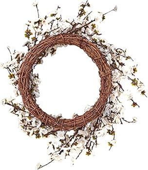 Nearly Natural 24in. Plum Blossom Wreath Artificial Plant, White | Amazon (US)