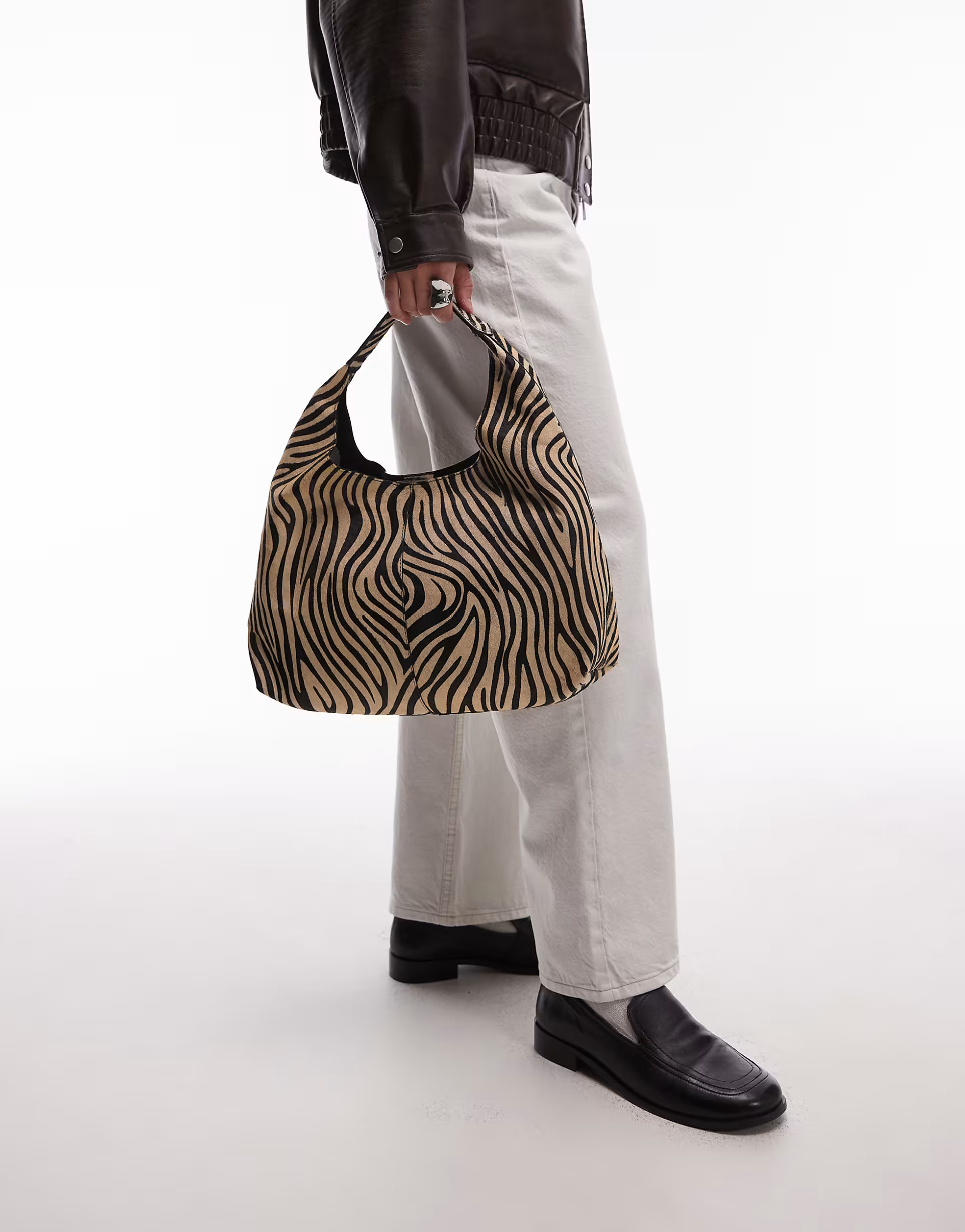 & Other Stories small leather tote bag in cow hair zebra print | ASOS (Global)