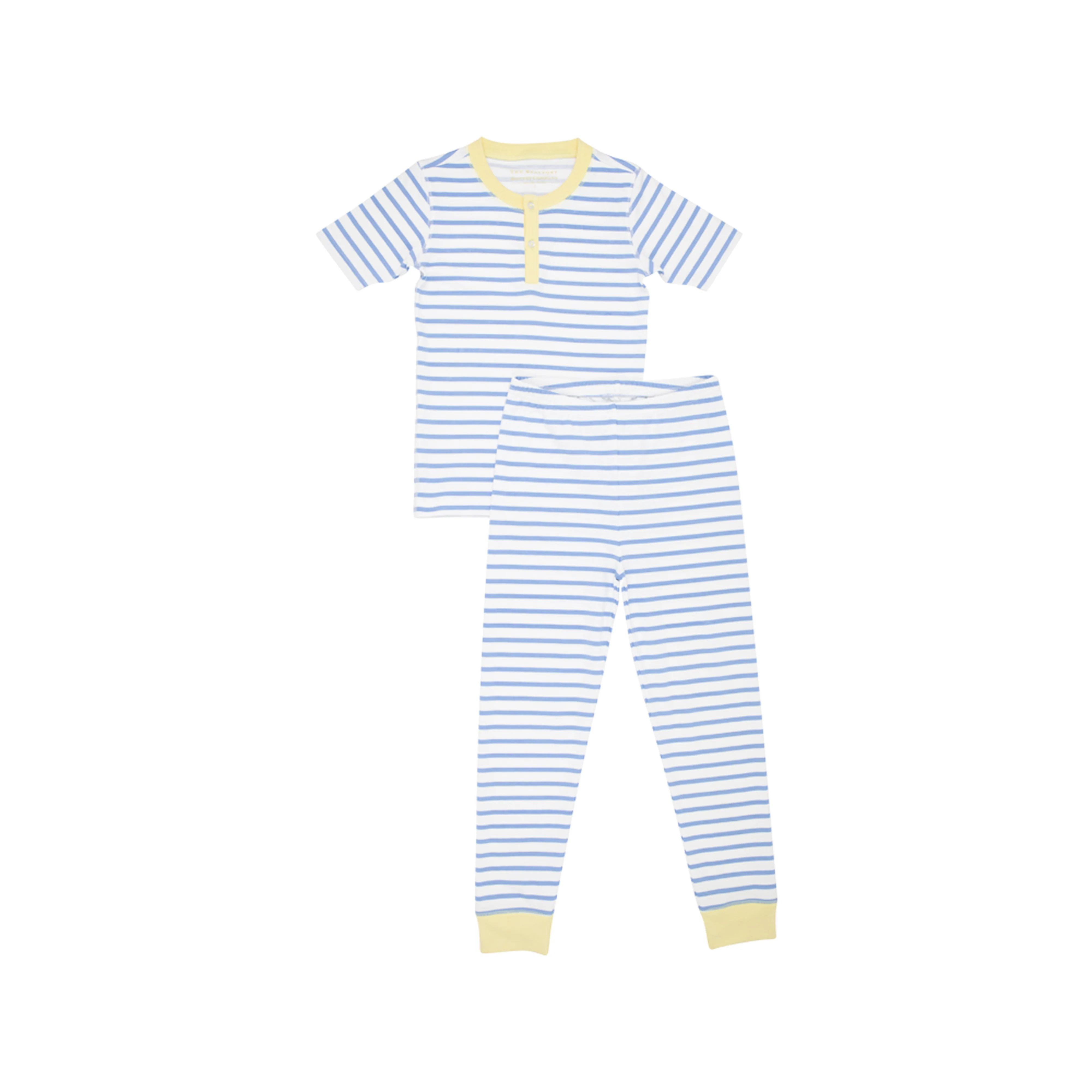 Sutton's Short Sleeve Set (Unisex) - Barbados Blue Stripe with Lake Worth Yellow | The Beaufort Bonnet Company