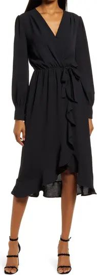 Faux Wrap Ruffle Long Sleeve Dress | Nordstrom