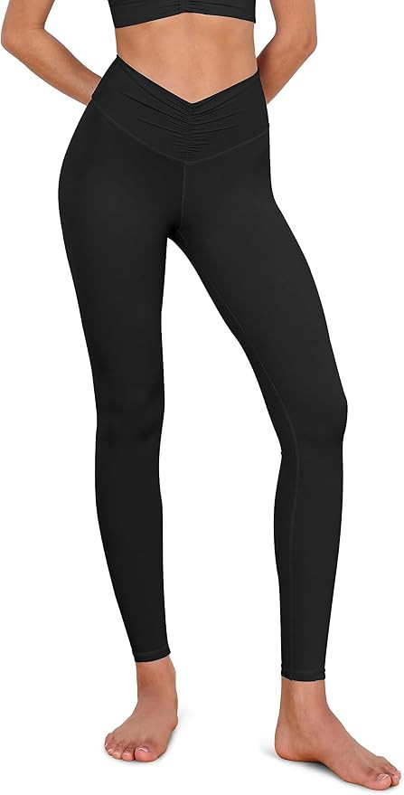 ODODOS High Waist Ruched Leggings for Women 25" / 28" Buttery Soft Crossover Yoga Pants | Amazon (US)