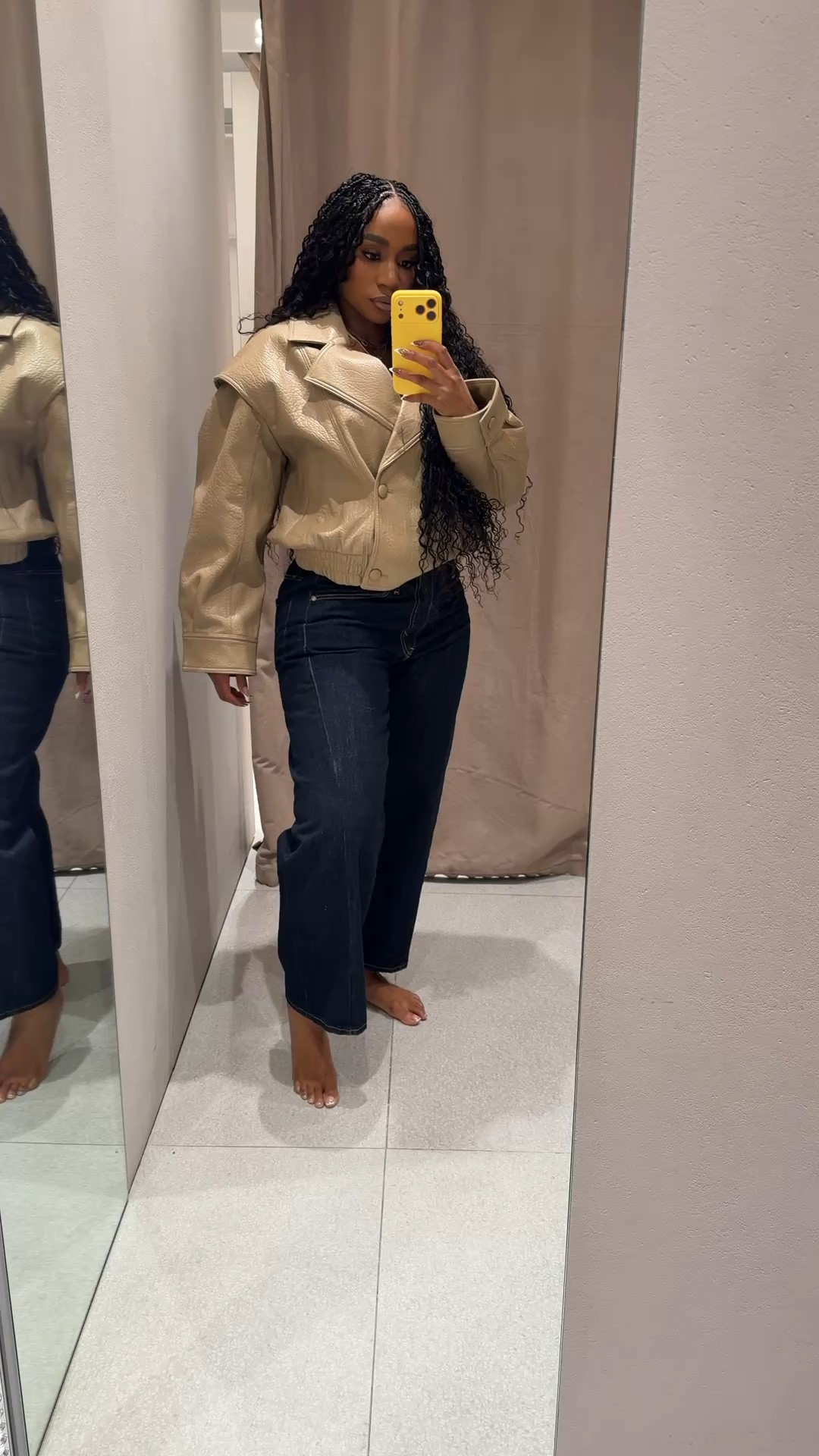 Cream faux leather bomber is a staple wardrobe outerwear item for your fall and winter looks!