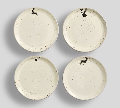 Rustic Reindeer Terracotta Salad Plates - Set of 4 | Pottery Barn | Pottery Barn (US)