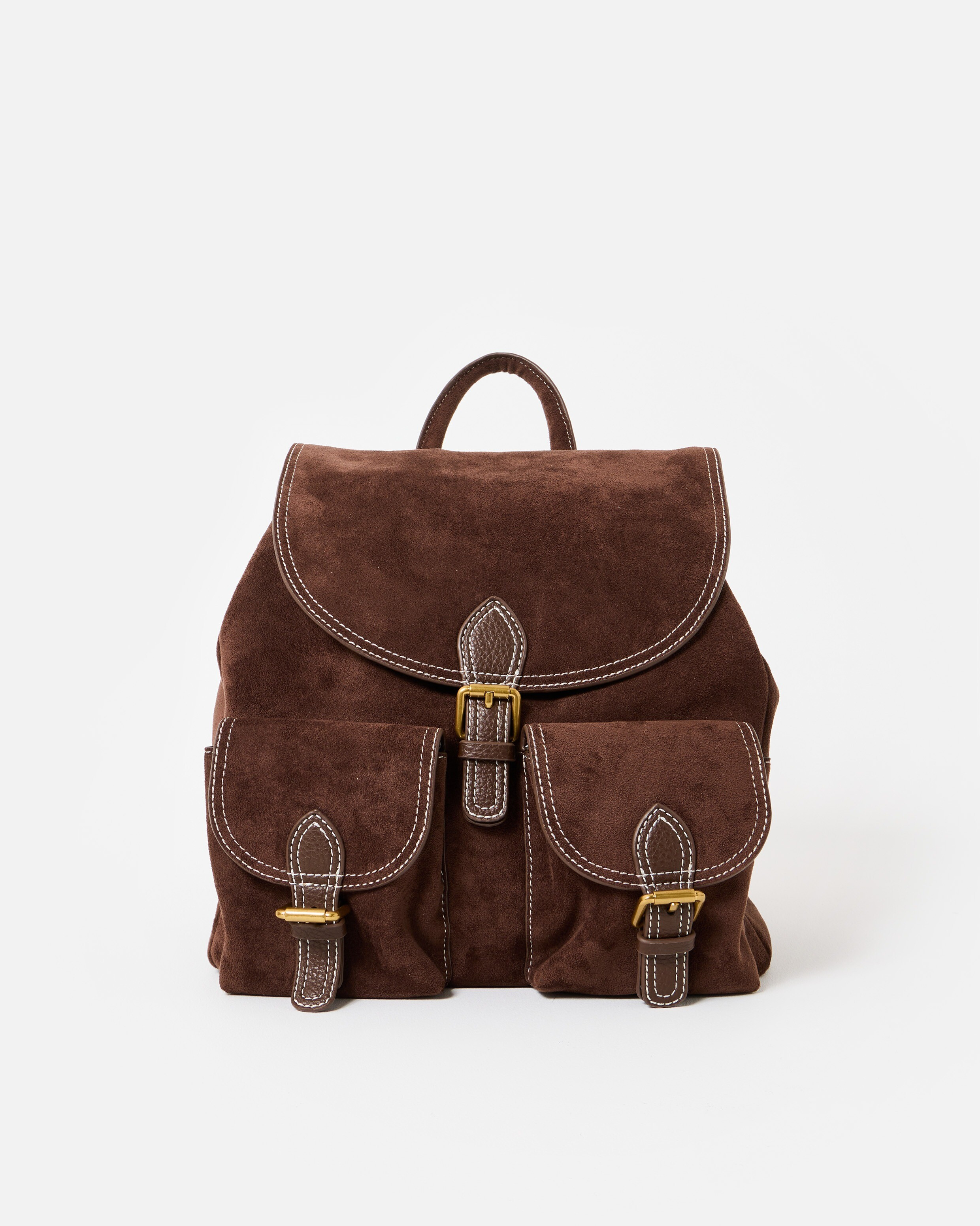 Kerry Chocolate Brown Faux Suede Buckle Backpack | Oliver Bonas | Oliver Bonas (Global)
