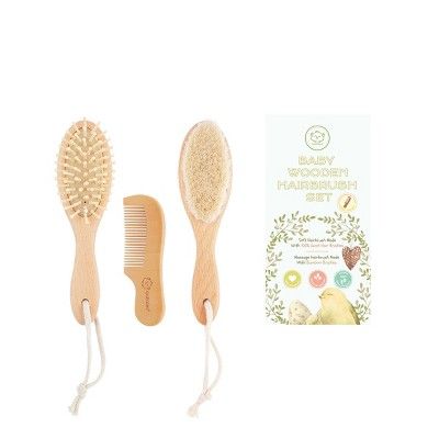 KeaBabies Baby Hair Brush and Comb for Newborn 3-piece Set, "Oval, Walnut" | Target