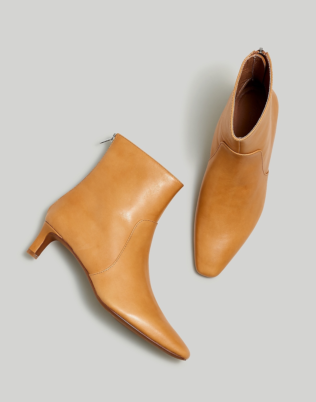 The Dimes Kitten-Heel Boot in Crinkle Leather | Madewell