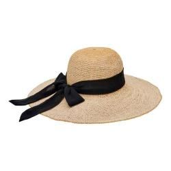 Women's San Diego Hat Company Woven Paper Floppy Hat with Scarf Bow Trim PBL3096 Natural/Black | Bed Bath & Beyond