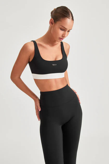 DAYFLEX OPEN BACK SQUARE NECK SPORTS BRA - SHADOW BLACK AND IVORY | TALA (UK)