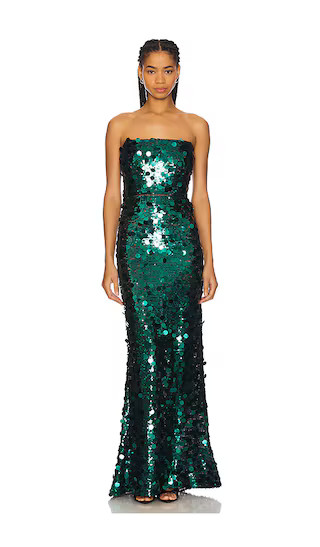 Farah Strapless Gown in Teal | Revolve Clothing (Global)