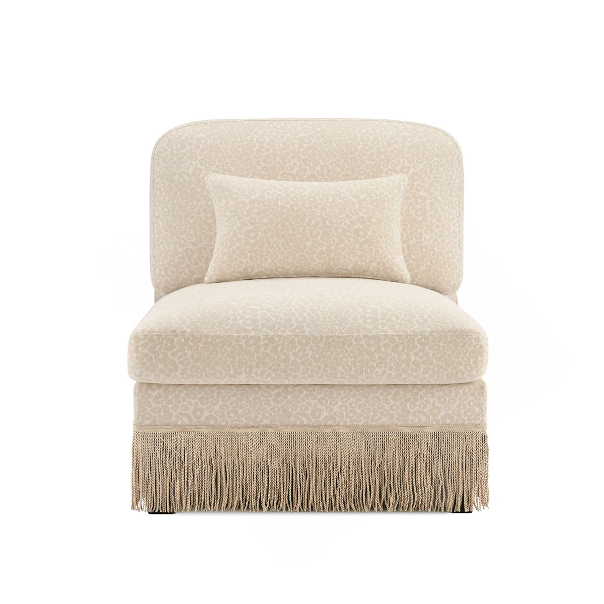Armless Sofa Leopard Chenille W/1 Pillow -Beige Coffee | Wayfair North America