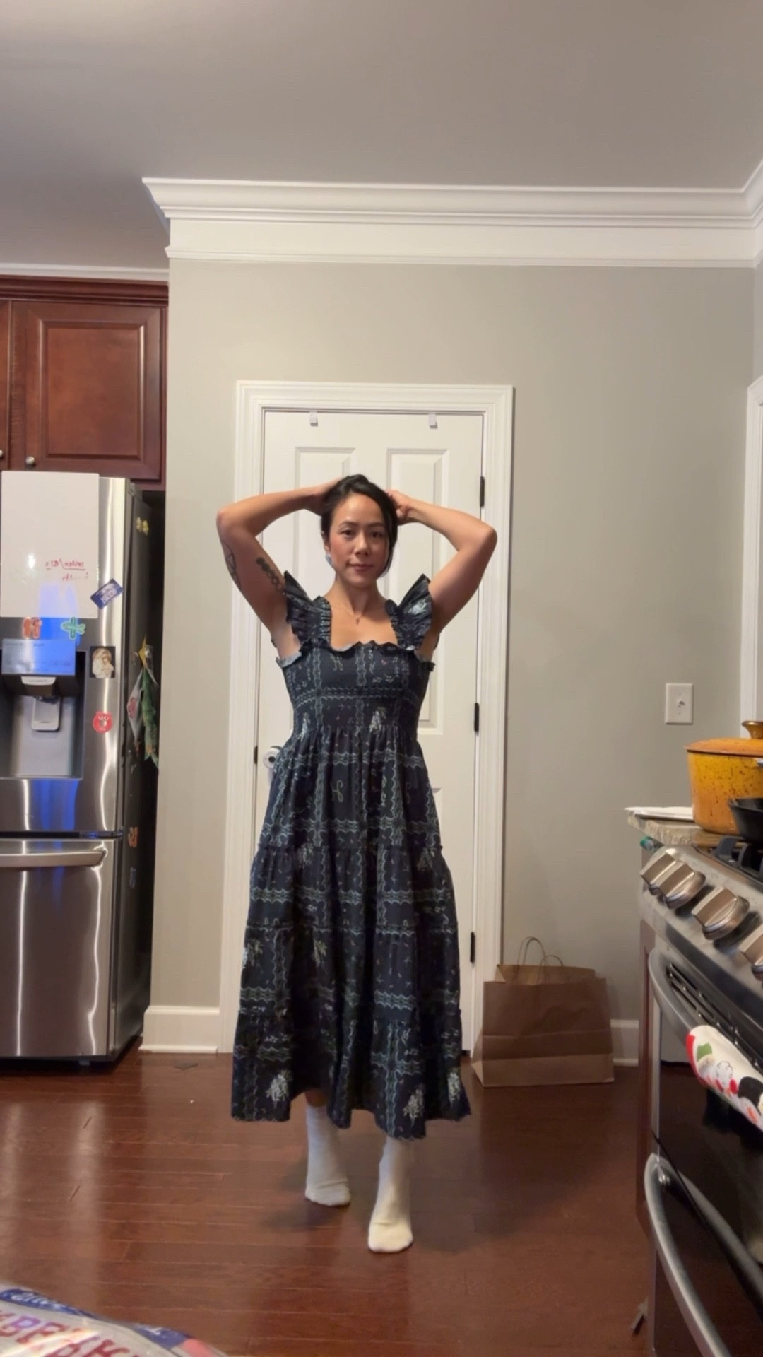 Always size down in the Ellie Nap Dress. This is an XS. I’m 6”2. 