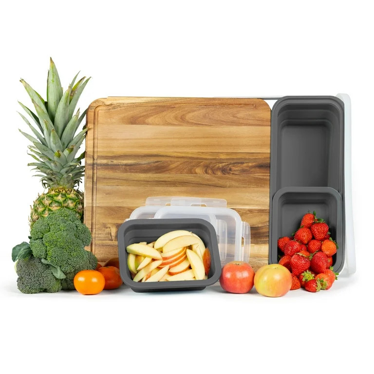 Tidy Board Meal Prep System - Acacia Cutting Board - The Quick & Easy Meal Prep Solution - BASE P... | Walmart (US)