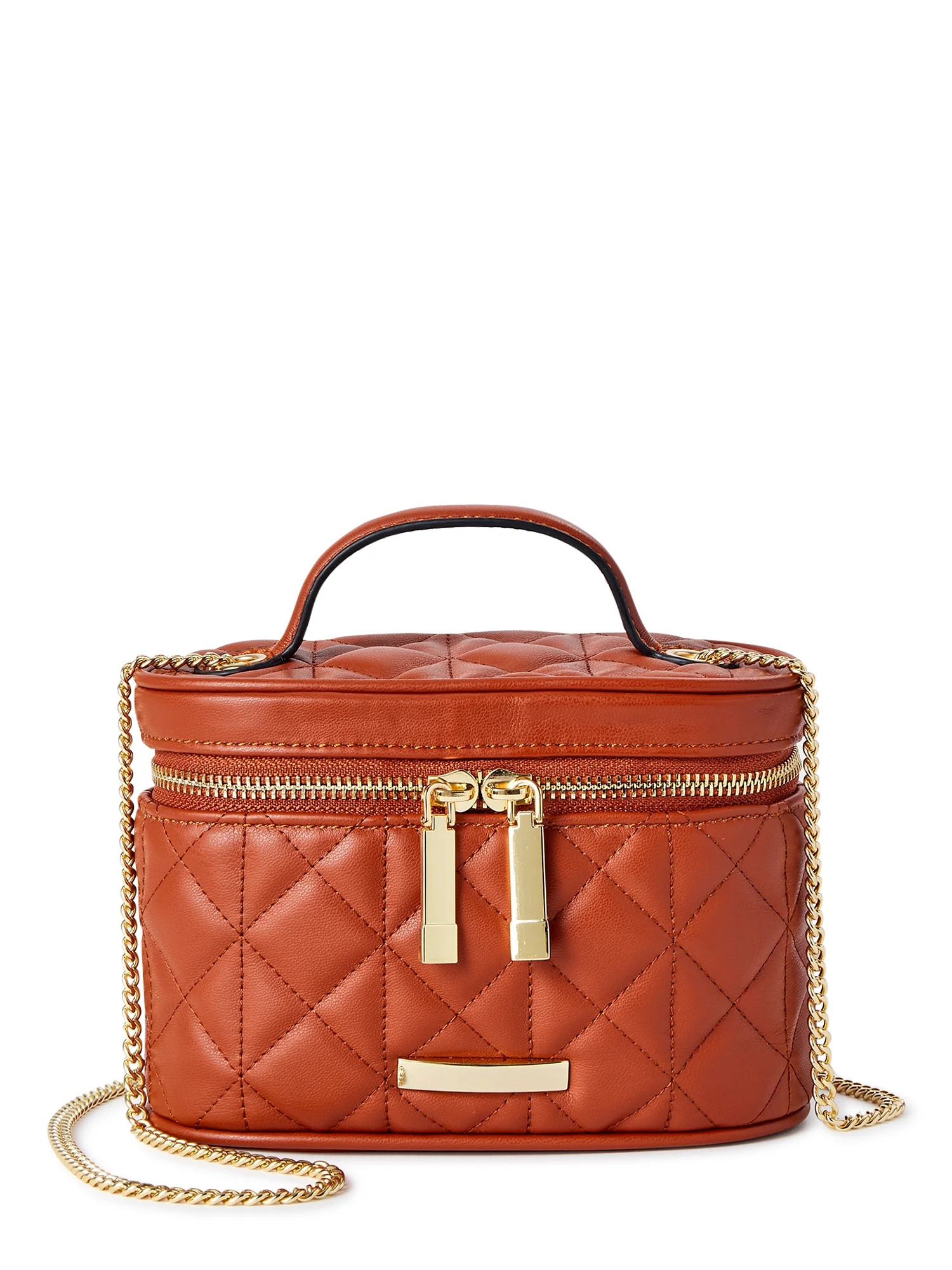 No Boundaries Women's Contemporary Vanity Crossbody Bag, Cognac | Walmart (US)