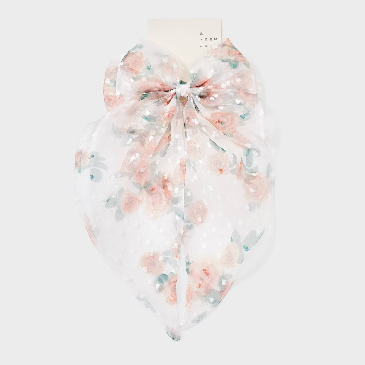 Swiss Dot Rose Print Hair Bow - A New Day™ Ivory | Target