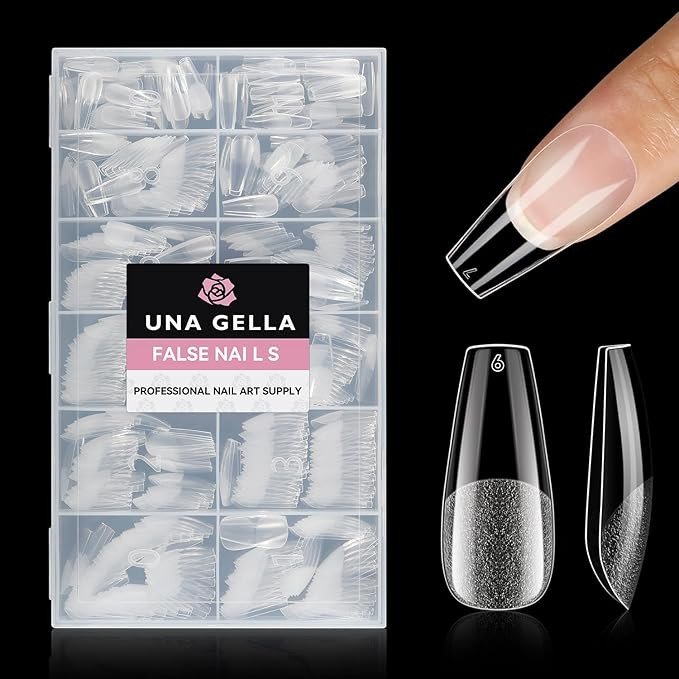 UNA GELLA Medium Coffin Nails Tips 504pcs - Gel Nail Tips Coffin Acrylic Full Cover Pre-buff Soft... | Amazon (US)