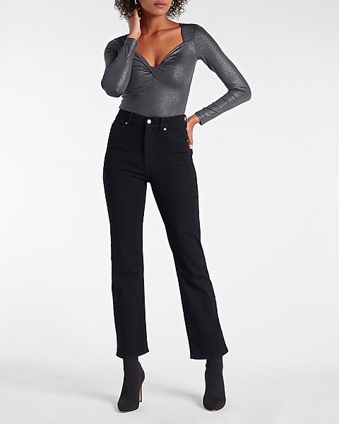 Body Contour Metallic Twist Front Thong Bodysuit | Express