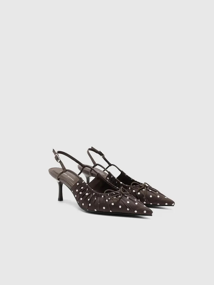Polka Dot Pointed Heeled Slingbacks | Urban Revivo