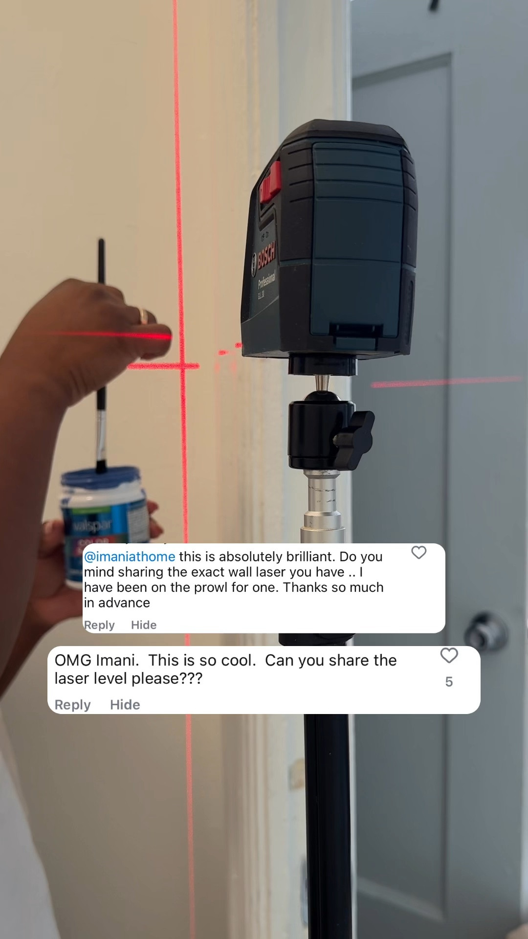 Using a laser level to paint stripes is the painting hack you didn't know you needed 💙🔵🔹 

#LTKVideo #LTKFindsUnder100 #LTKHome