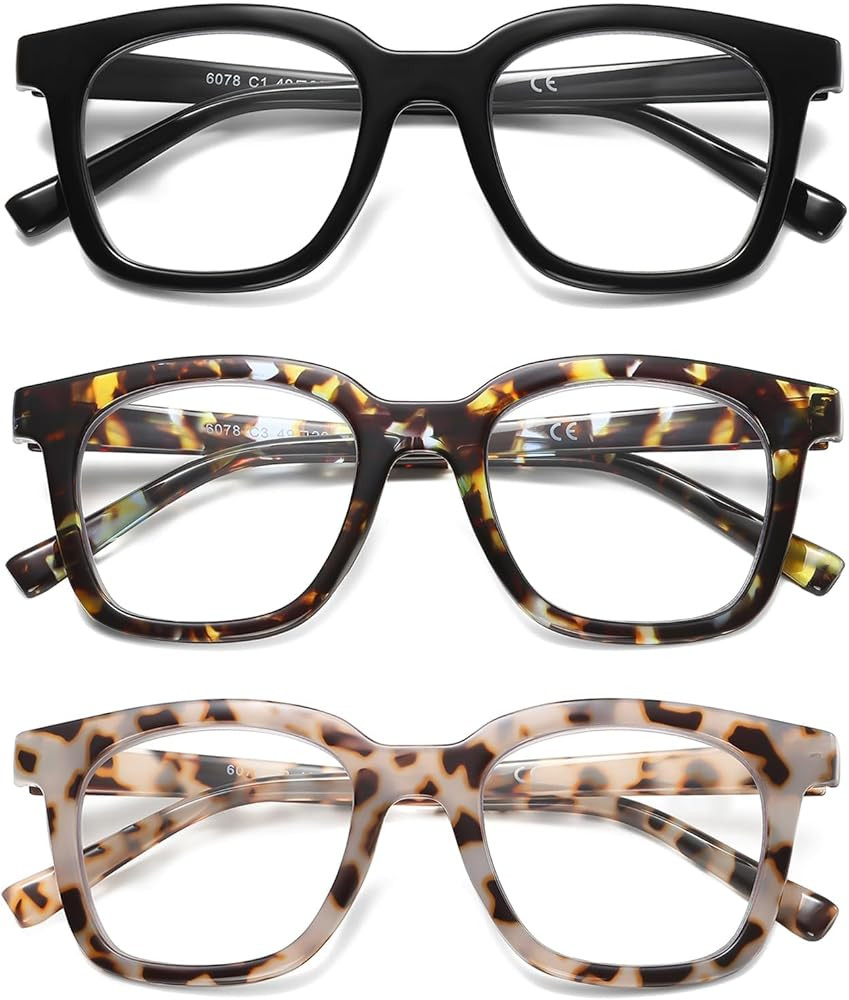 Oversized Reading Glasses For Women Blue Light Blocking Square Computer Reader Stylish Unbreakabl... | Amazon (US)