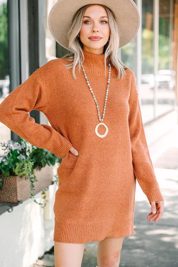 What Goes Around Copper Orange Sweater Dress | The Mint Julep Boutique