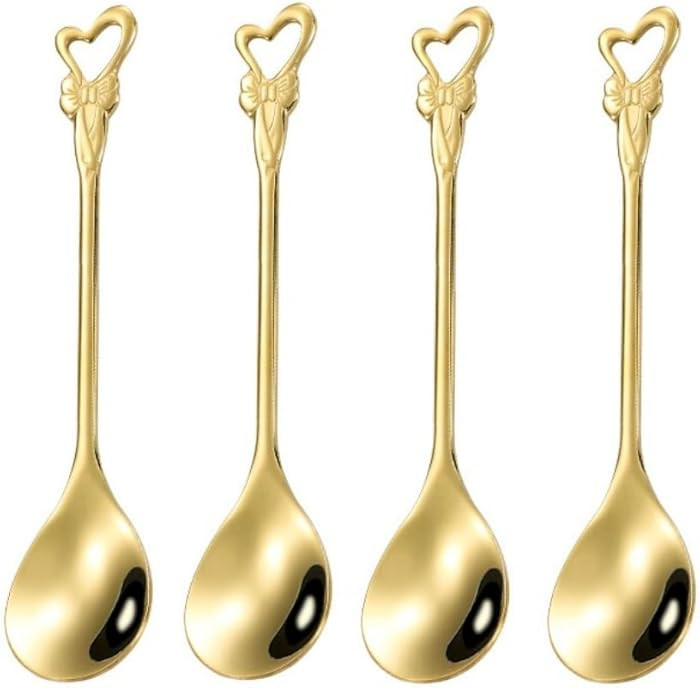 Cuchara de café de acero inoxidable con forma de mariposa y corazón, cuchara de postre, cuchara... | Amazon (US)