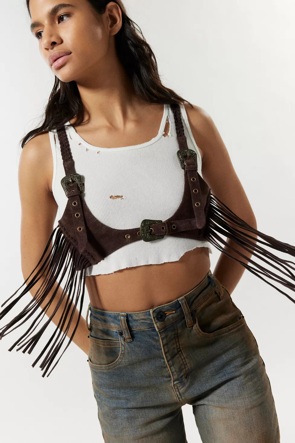 Hunter Suede Fringe Harness | Urban Outfitters (US and RoW)