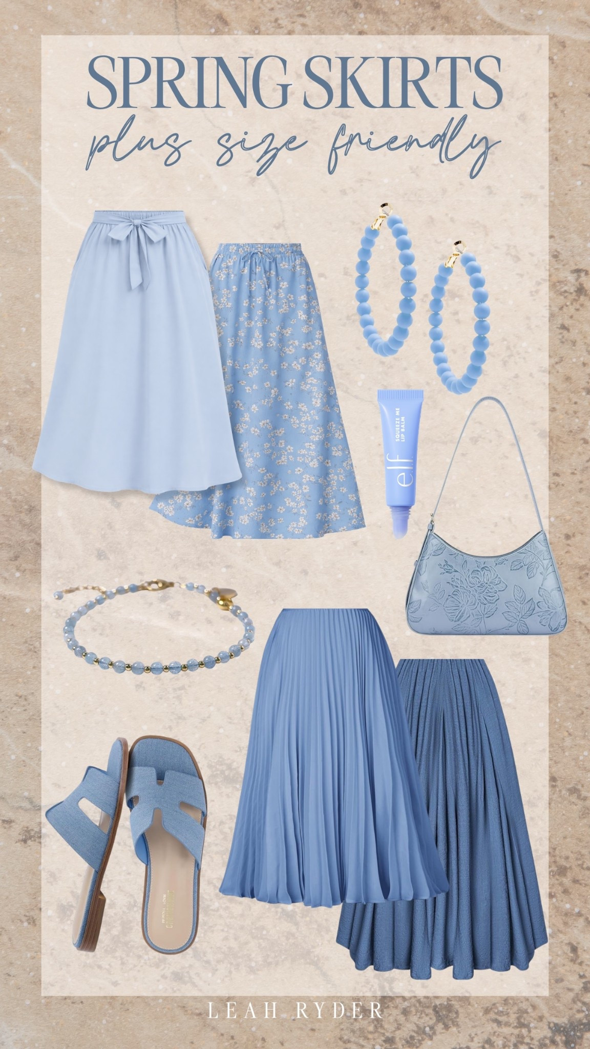 These plus size friendly spring skirts feature soft blue midi skirts, floral prints, and flowy pleated styles that are easy to dress up or down. Light blue tones paired with woven sandals, beaded hoops, and textured handbags create a fresh, feminine spring outfit. Style these spring skirts with a tucked-in tee or lightweight sweater for church, brunch, or everyday wear. Flowy plus size midi skirts are a flattering staple for building effortless spring outfits.

#LTKSeasonal #LTKPlusSize