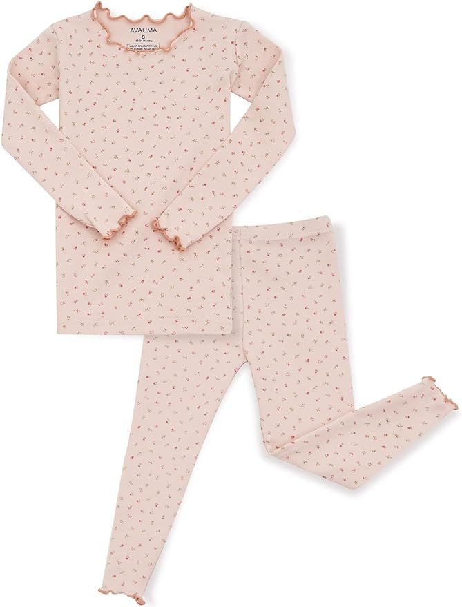 AVAUMA Baby Boy Girl Pajama Set 6M-7T Kids Cute Toddler Snug fit Flower Pattern Design Pjs Cotton... | Amazon (US)