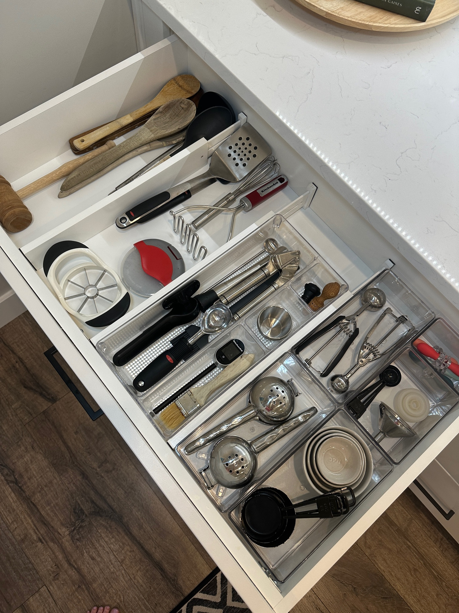 Organized this massive kitchen drawer with a combination of long drawer dividers + smaller clear drawer bins, so things don’t shift around! 

#LTKFindsUnder50 #LTKSaleAlert #LTKHome